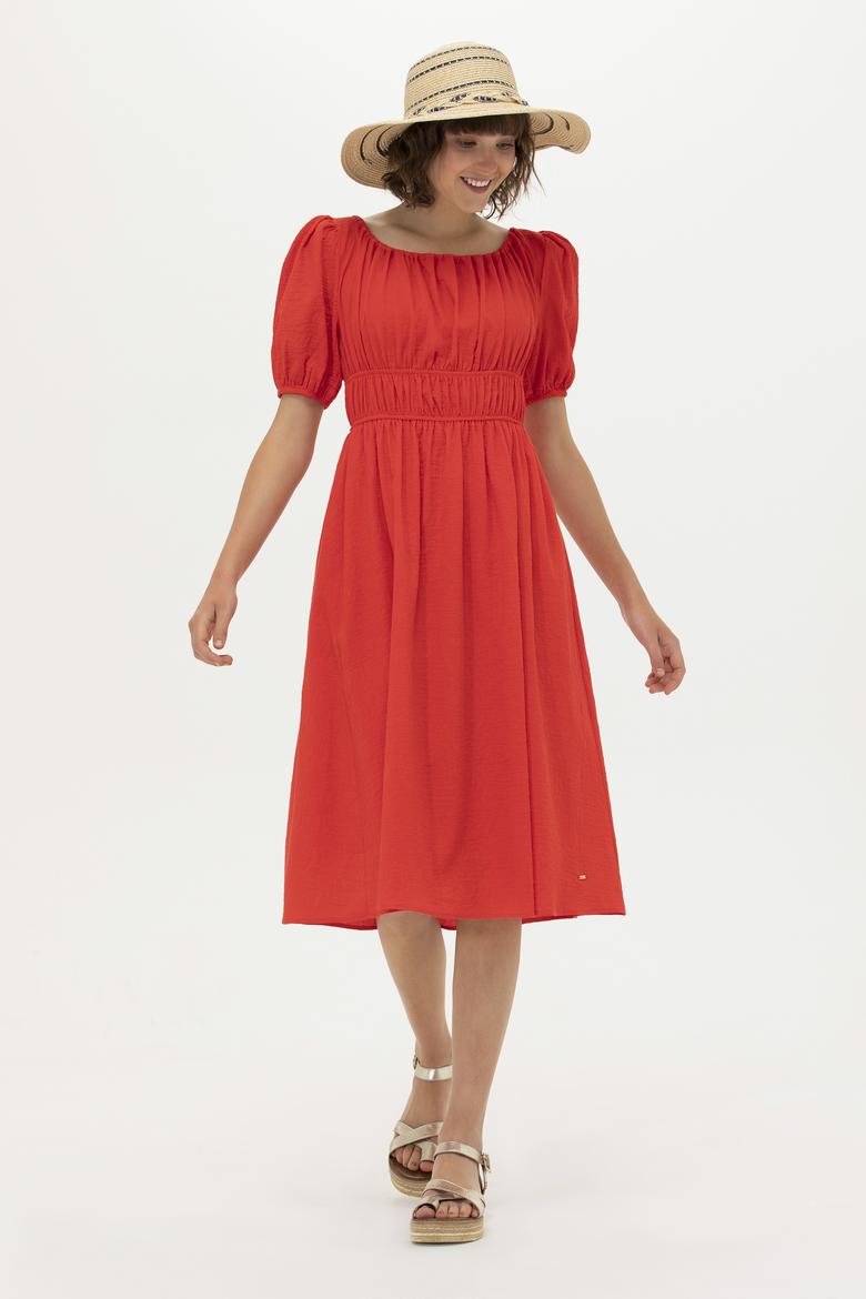 Kadın Kırmızı Dokuma Elbise