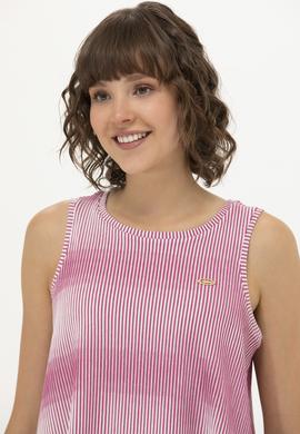 Kadın Pembe Bisiklet Yaka Kolsuz Tişört - 50262480008