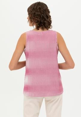 Kadın Pembe Bisiklet Yaka Kolsuz Tişört - 50262480008