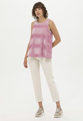 Kadın Pembe Bisiklet Yaka Kolsuz Tişört - 50262480008