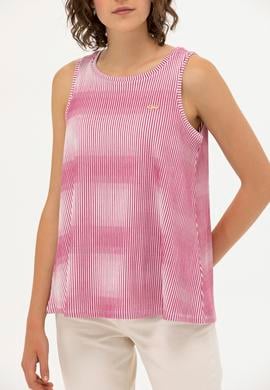 Kadın Pembe Bisiklet Yaka Kolsuz Tişört - 50262480008