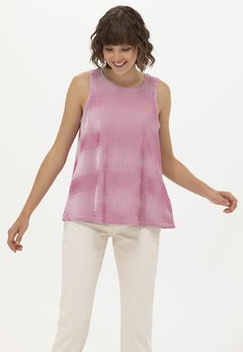 Kadın Pembe Bisiklet Yaka Kolsuz Tişört - 50262480008