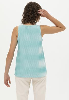 Kadın Mint Bisiklet Yaka Kolsuz Tişört - 50262480022