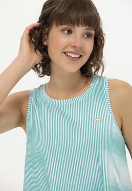 Kadın Mint Bisiklet Yaka Kolsuz Tişört - 50262480022