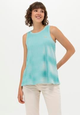 Kadın Mint Bisiklet Yaka Kolsuz Tişört - 50262480022