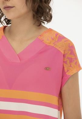 Kadın Pembe V Yaka Tişört - 50263602028