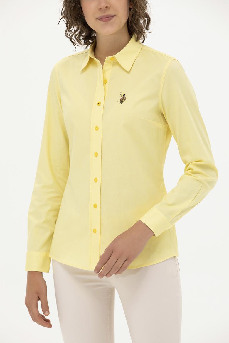 Kadın Sarı Uzun Kollu Basic Gömlek - 50262849081