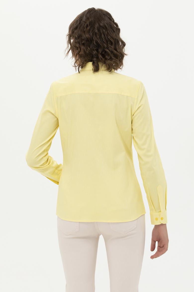 Kadın Sarı Uzun Kollu Basic Gömlek - 50262849081