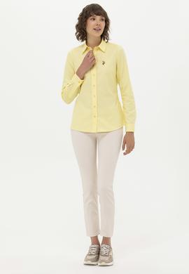 Kadın Sarı Uzun Kollu Basic Gömlek - 50262849081