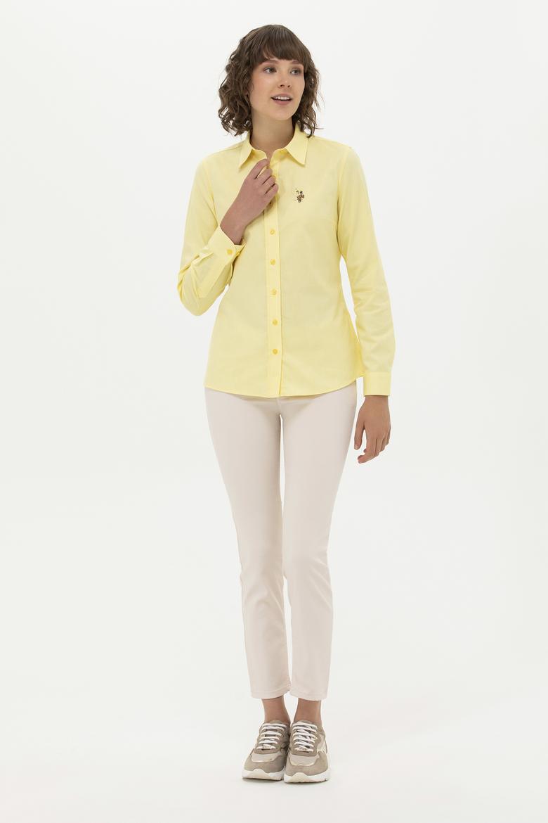 Kadın Sarı Uzun Kollu Basic Gömlek - 50262849081