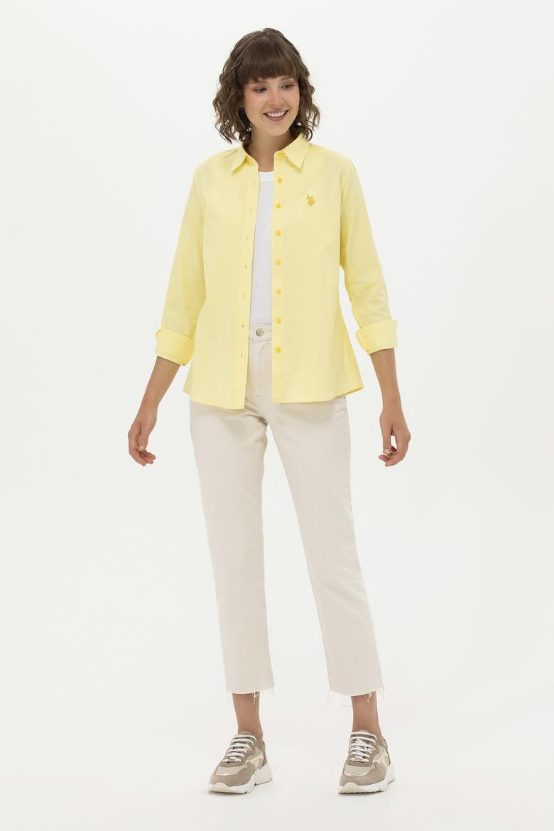 Kadın Sarı Uzun Kollu Basic Gömlek - 50262851063