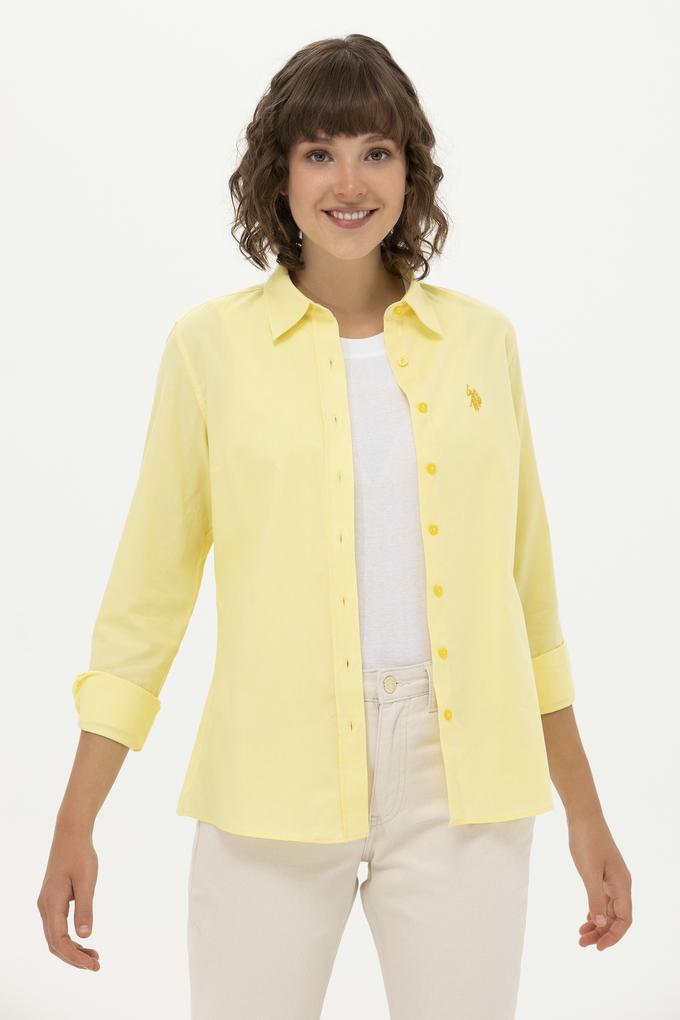 Kadın Sarı Uzun Kollu Basic Gömlek