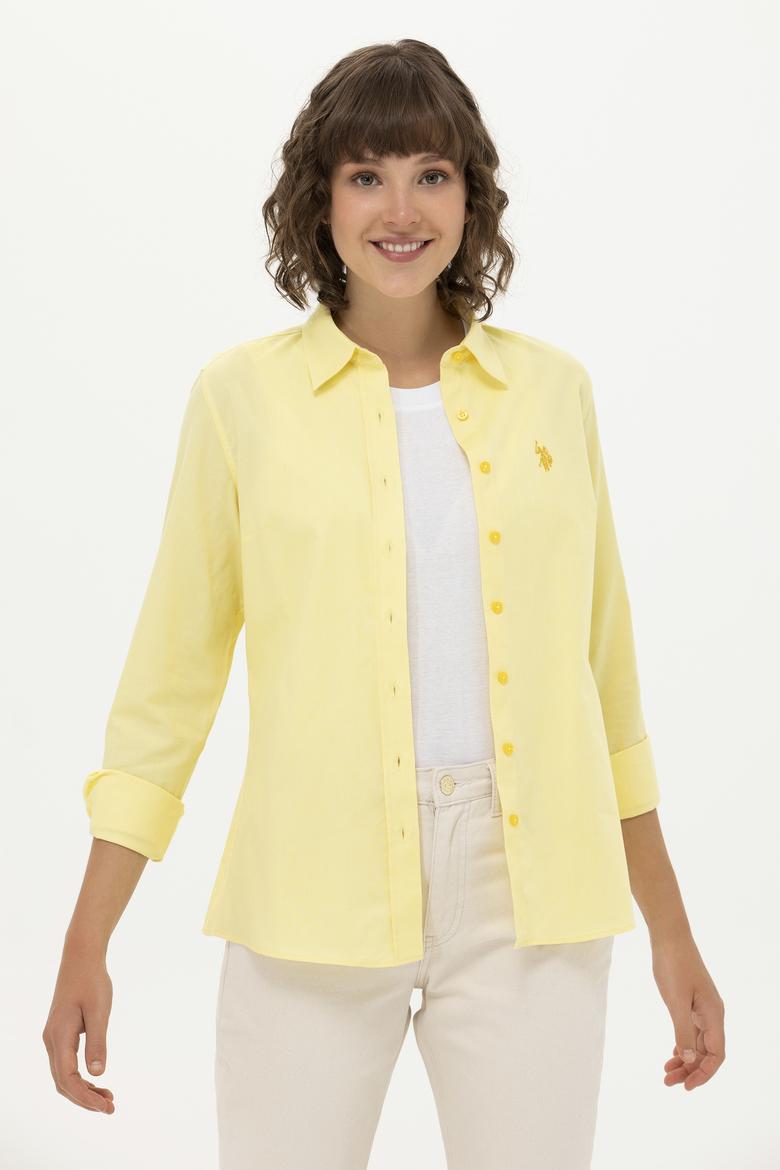 Kadın Sarı Uzun Kollu Basic Gömlek
