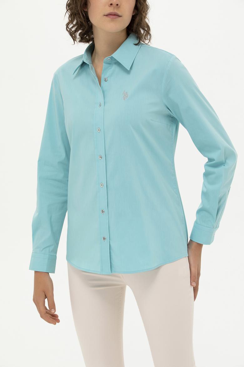 Kadın Mint Uzun Kollu Basic Gömlek - 50262883041