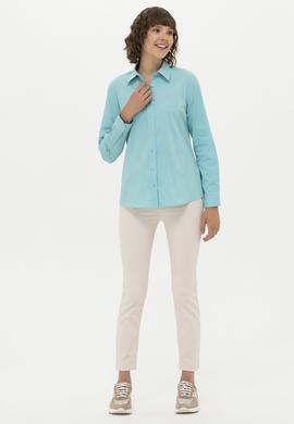Kadın Mint Uzun Kollu Basic Gömlek - 50262883041