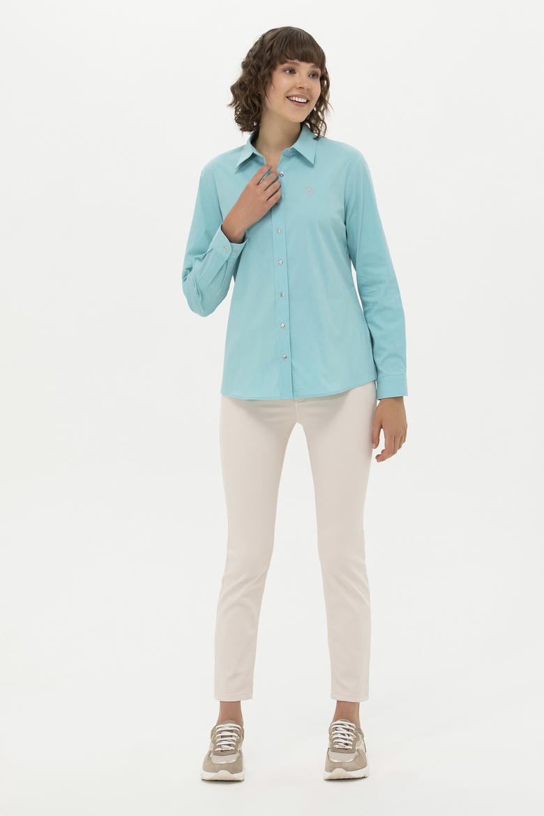 Kadın Mint Uzun Kollu Basic Gömlek - 50262883041