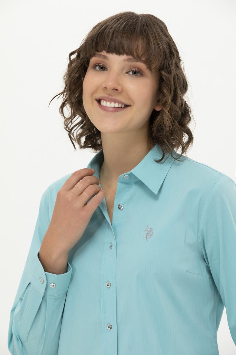 Kadın Mint Uzun Kollu Basic Gömlek - 50262883041