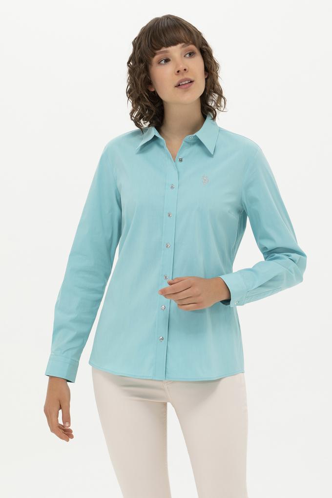 Kadın Mint Uzun Kollu Basic Gömlek