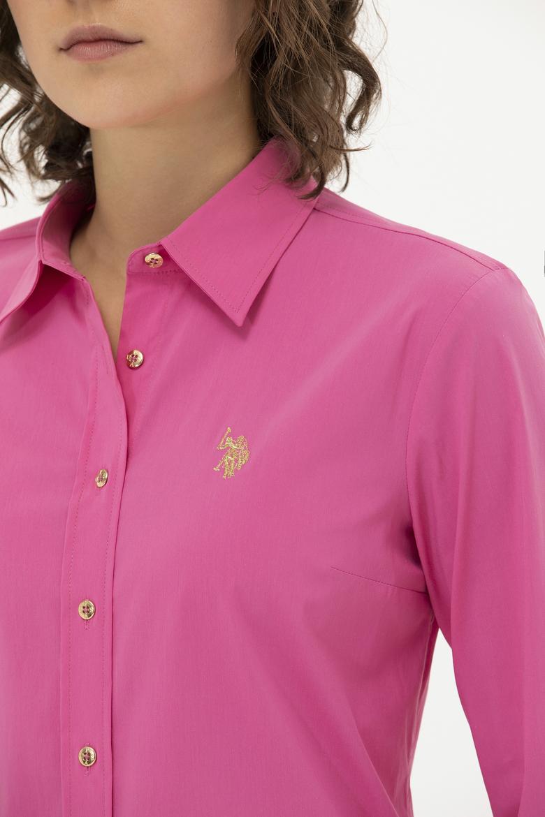 Kadın Pembe Uzun Kollu Basic Gömlek - 50262883075