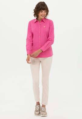 Kadın Pembe Uzun Kollu Basic Gömlek - 50262883075