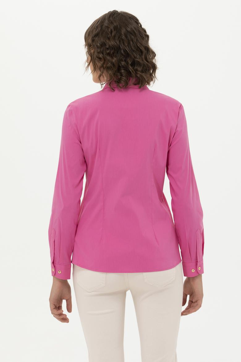 Kadın Pembe Uzun Kollu Basic Gömlek - 50262883075