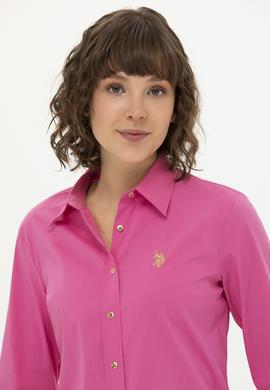 Kadın Pembe Uzun Kollu Basic Gömlek - 50262883075