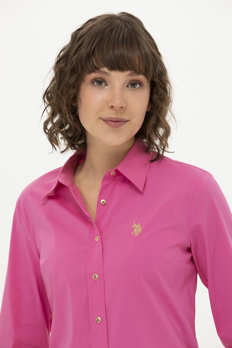 Kadın Pembe Uzun Kollu Basic Gömlek - 50262883075