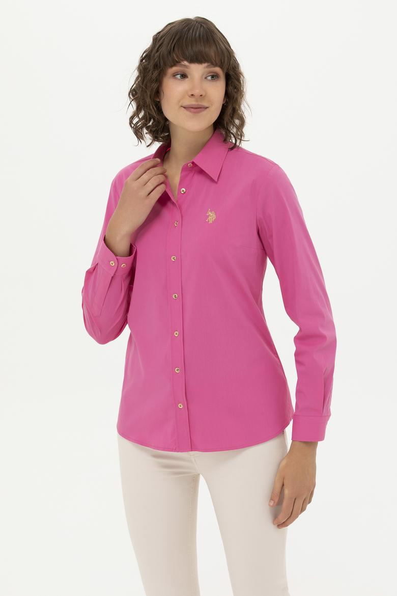 Kadın Pembe Uzun Kollu Basic Gömlek - 50262883075