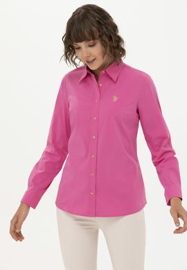 Kadın Pembe Uzun Kollu Basic Gömlek - 50262883075