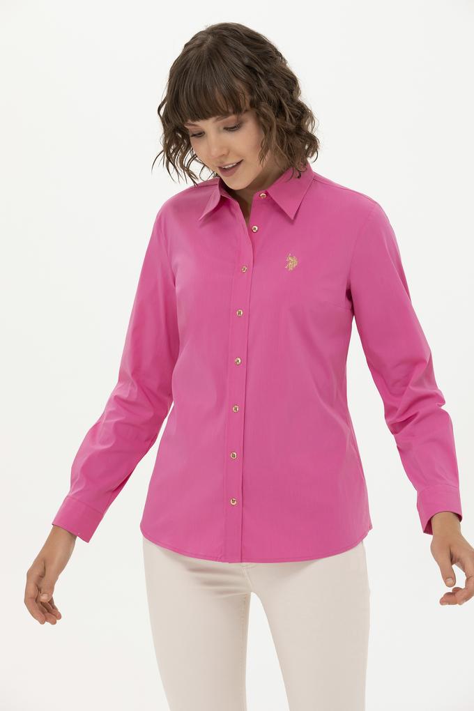 Kadın Pembe Uzun Kollu Basic Gömlek