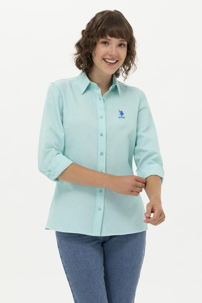 Kadın Mint Uzun Kollu Basic Gömlek