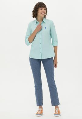Kadın Mint Uzun Kollu Basic Gömlek - 50262887057