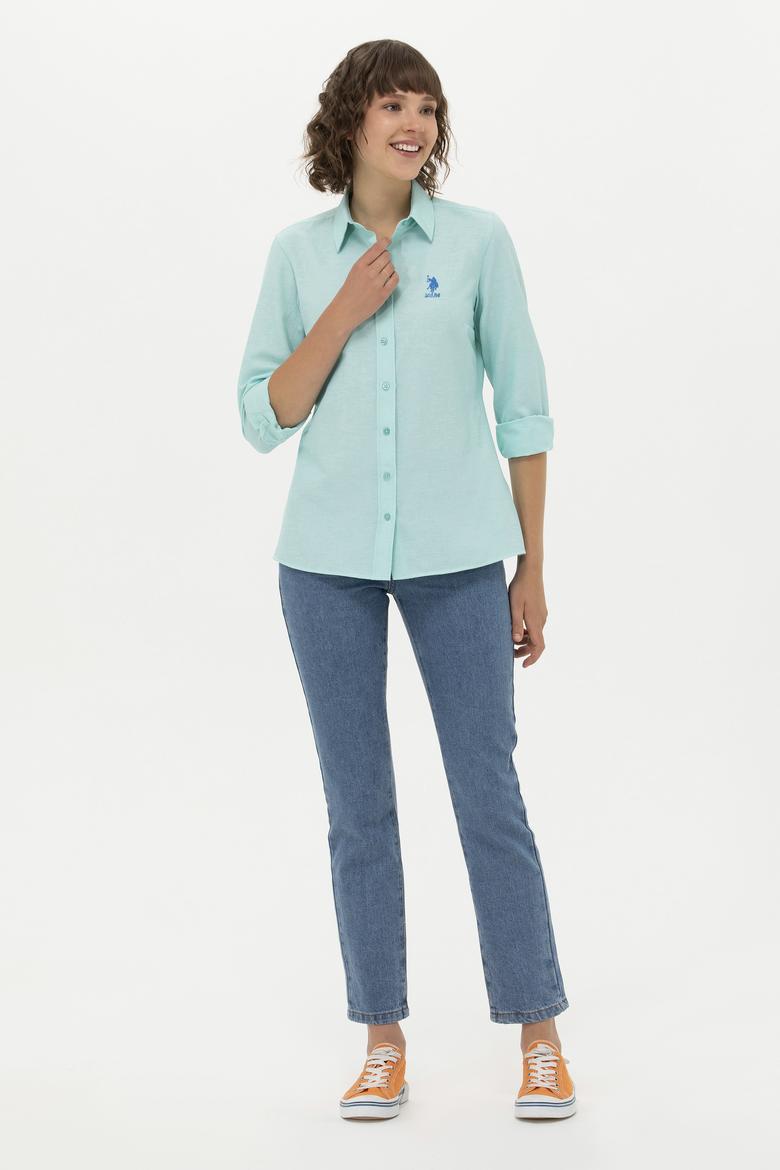 Kadın Mint Uzun Kollu Basic Gömlek - 50262887057
