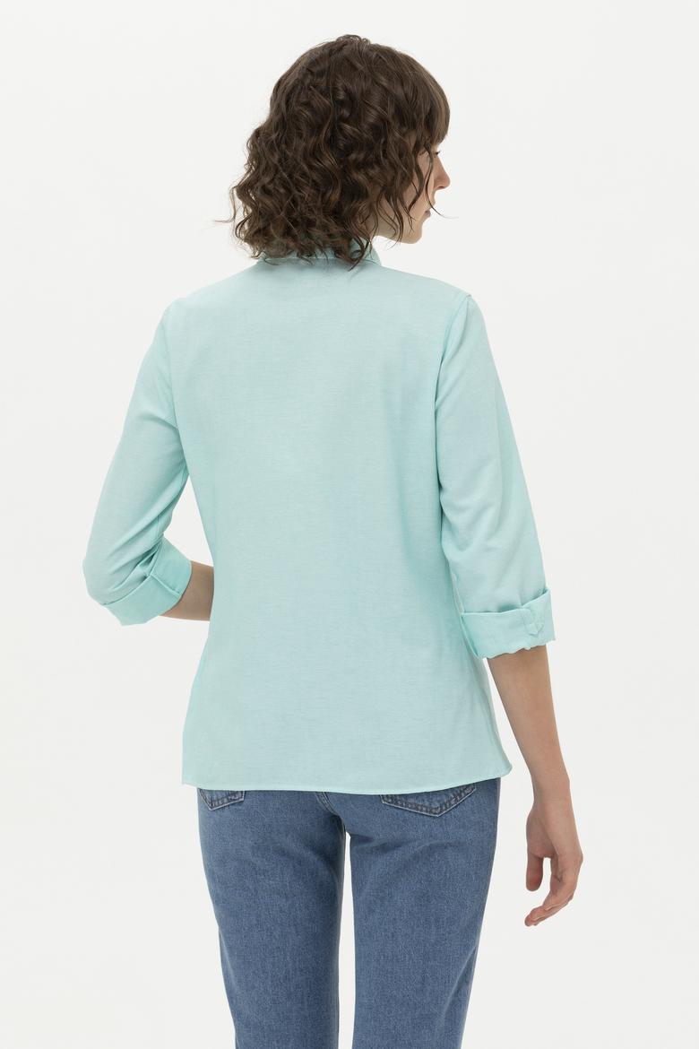 Kadın Mint Uzun Kollu Basic Gömlek - 50262887057