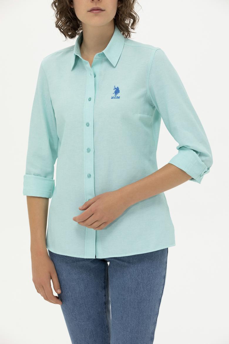 Kadın Mint Uzun Kollu Basic Gömlek - 50262887057