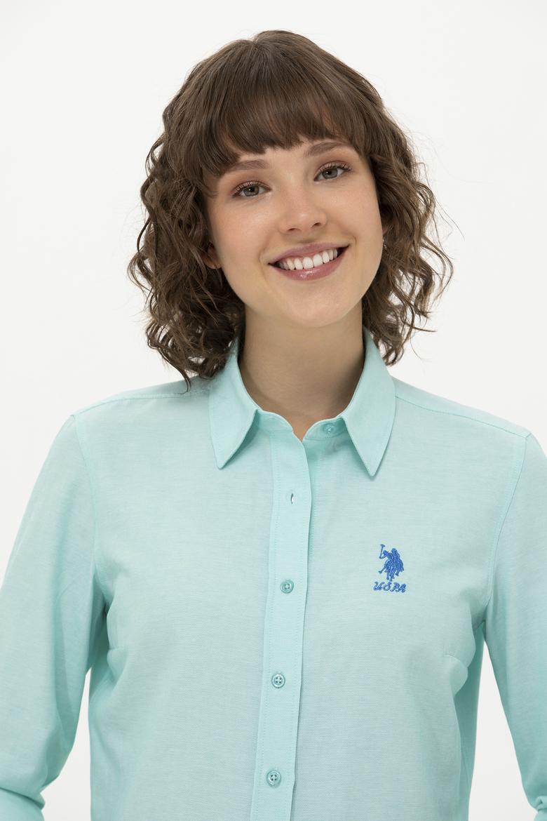 Kadın Mint Uzun Kollu Basic Gömlek - 50262887057