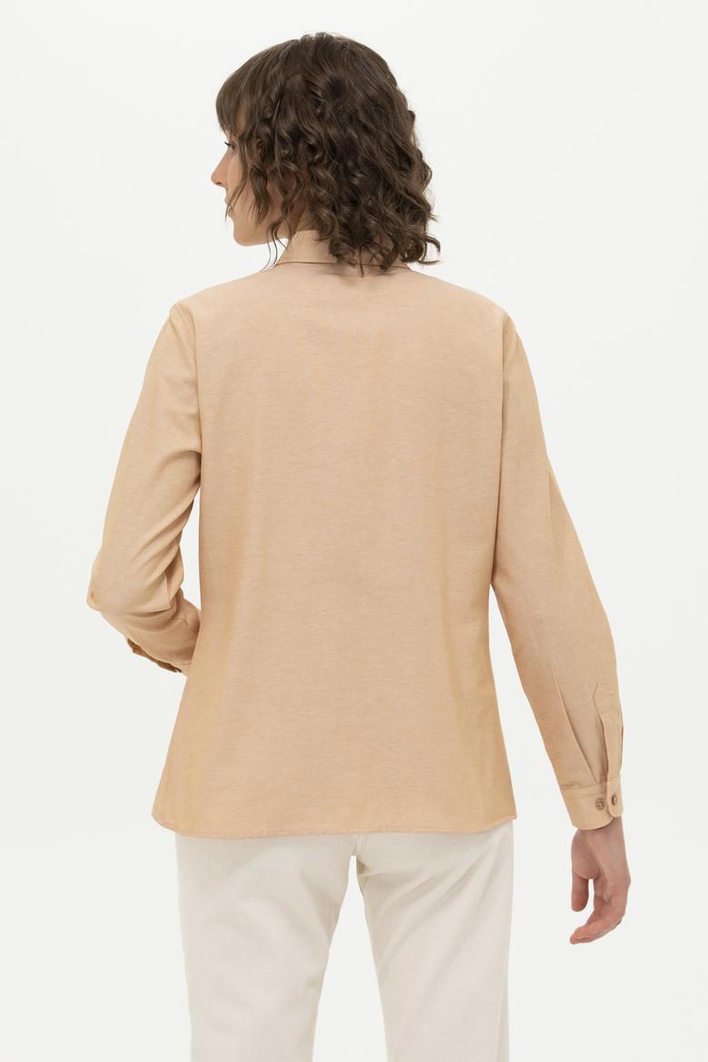 Kadın Camel Uzun Kollu Basic Gömlek - 50262887084