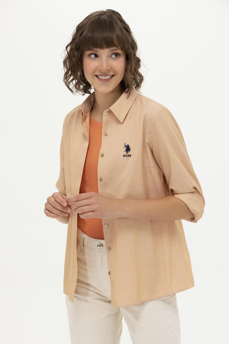 Kadın Camel Uzun Kollu Basic Gömlek - 50262887084