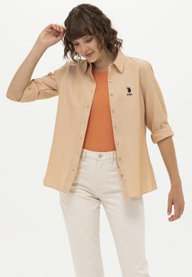 Kadın Camel Uzun Kollu Basic Gömlek - 50262887084