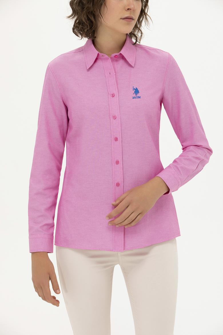 Kadın Pembe Uzun Kollu Basic Gömlek - 50262887106