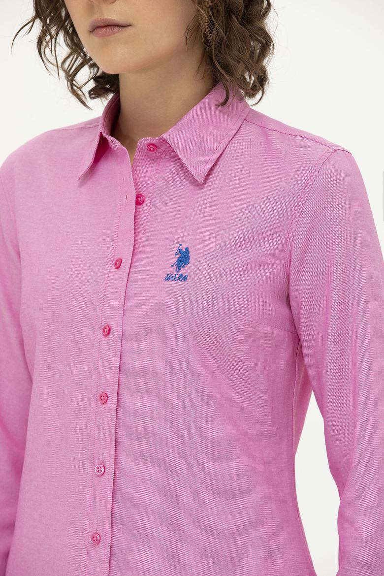 Kadın Pembe Uzun Kollu Basic Gömlek - 50262887106