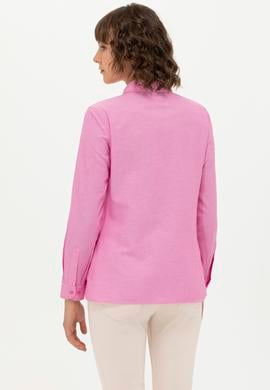 Kadın Pembe Uzun Kollu Basic Gömlek - 50262887106