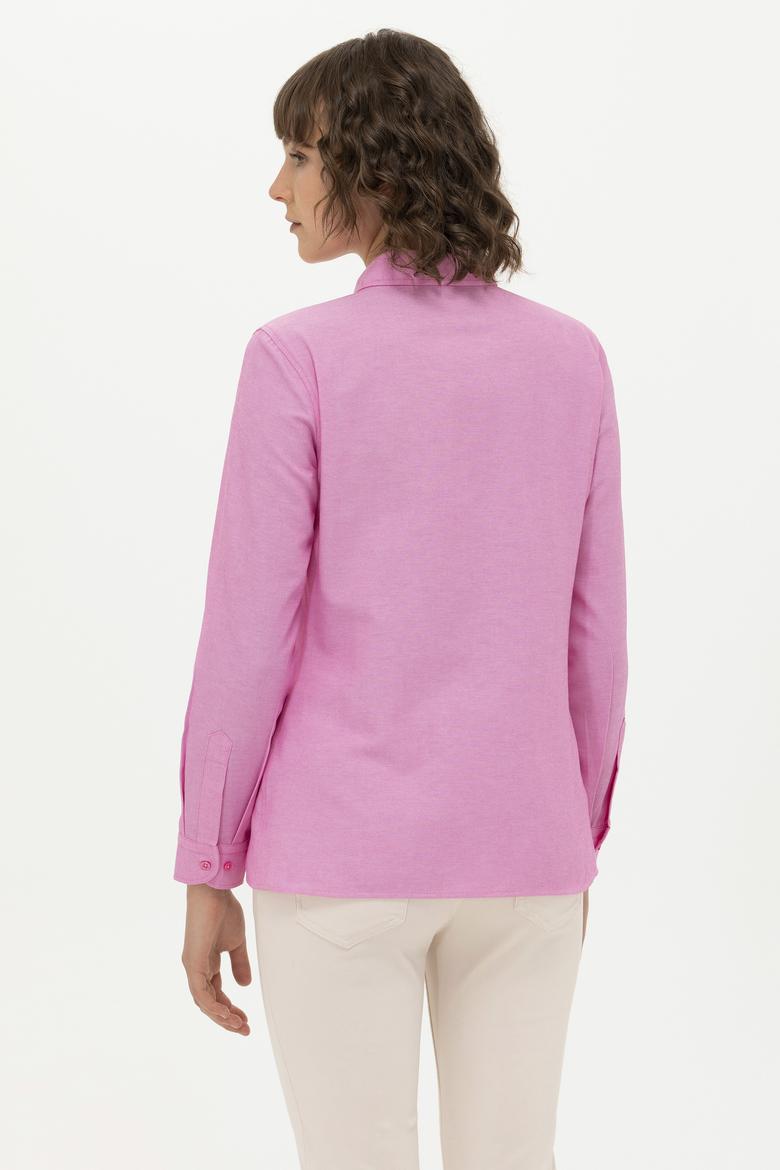 Kadın Pembe Uzun Kollu Basic Gömlek - 50262887106