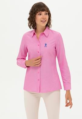 Kadın Pembe Uzun Kollu Basic Gömlek - 50262887106