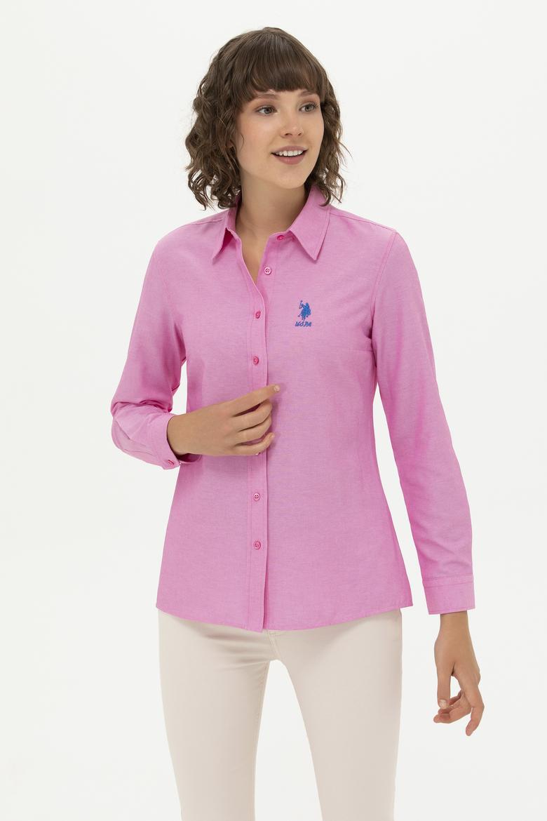 Kadın Pembe Uzun Kollu Basic Gömlek - 50262887106