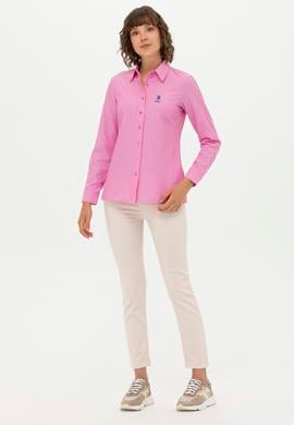 Kadın Pembe Uzun Kollu Basic Gömlek - 50262887106