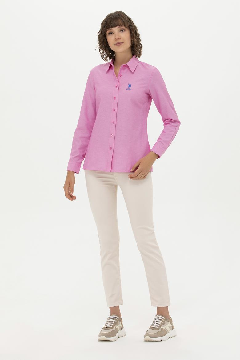 Kadın Pembe Uzun Kollu Basic Gömlek - 50262887106