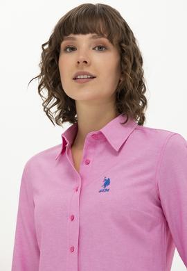 Kadın Pembe Uzun Kollu Basic Gömlek - 50262887106