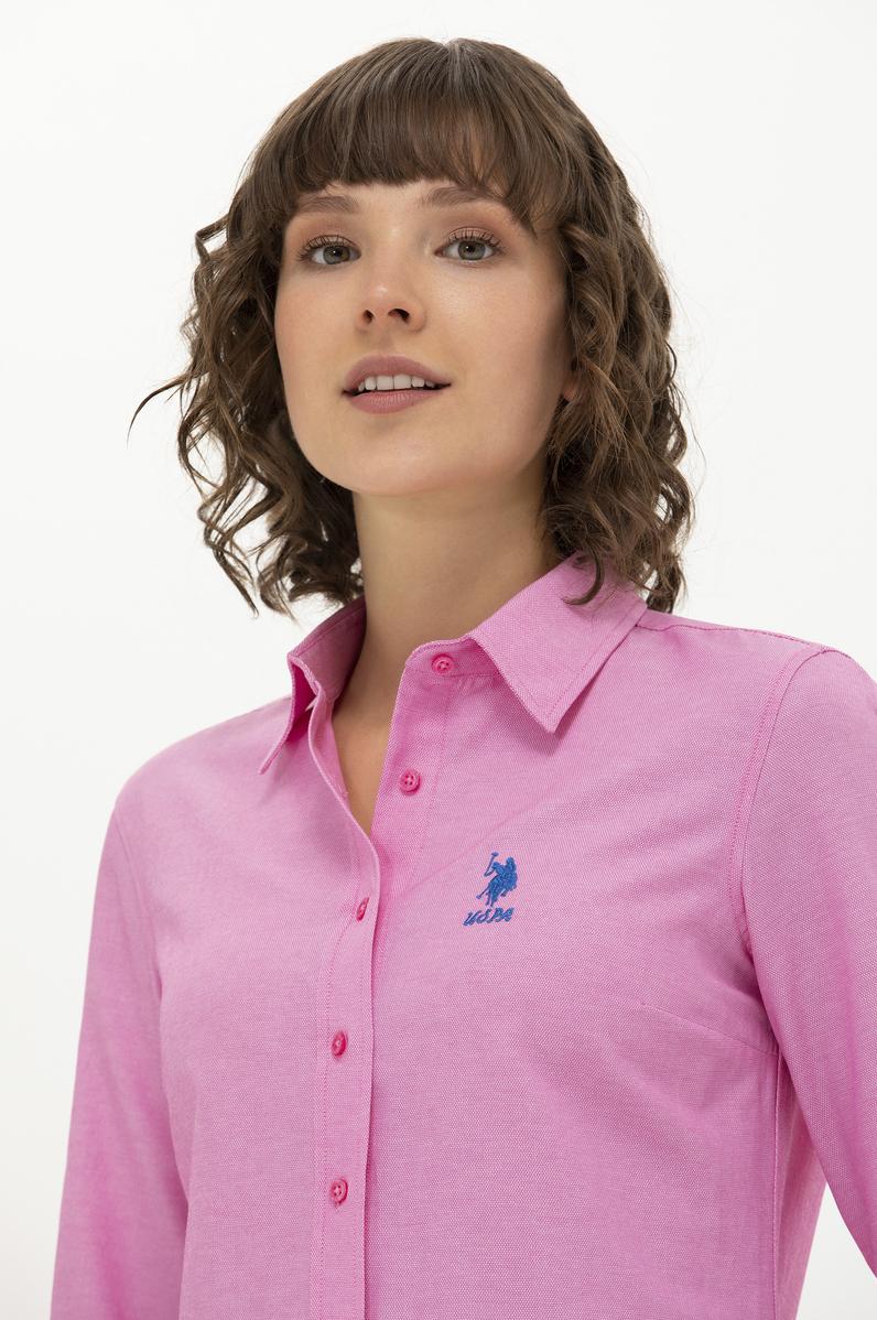 Kadın Pembe Uzun Kollu Basic Gömlek