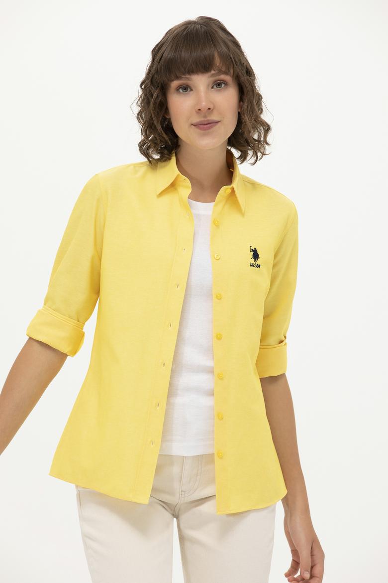 Kadın Sarı Uzun Kollu Basic Gömlek - 50262887132